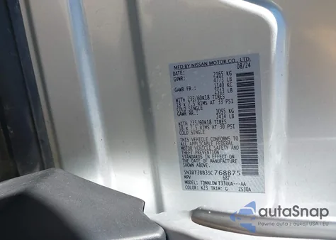 2025 Nissan Rogue Sv Intelligent Awd z USA, uszkodzony, nr VIN 5N1BT3BB3SC768875